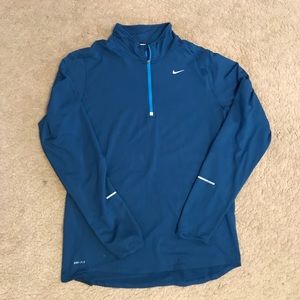 Blue nike dri fit half zip sweatshirt